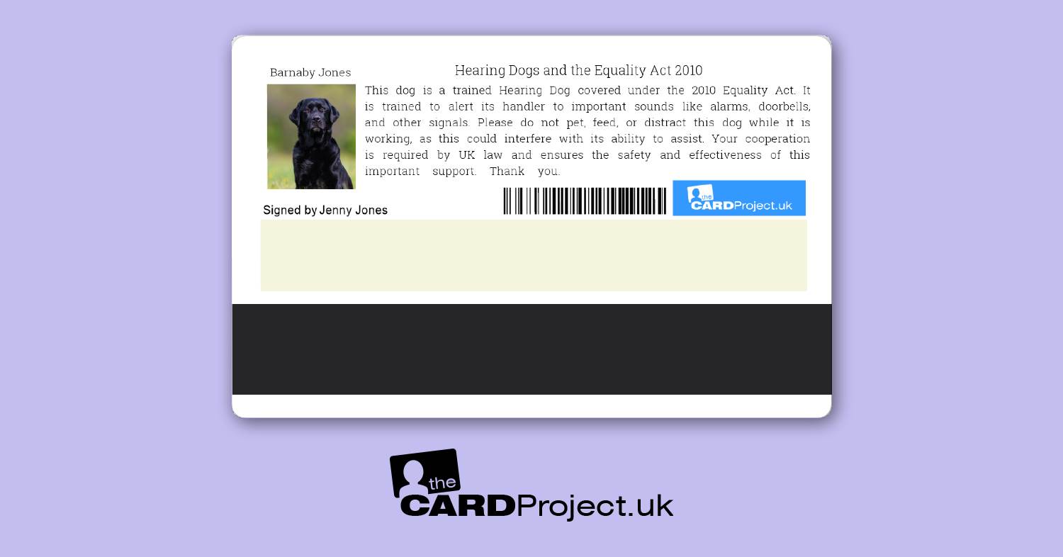 Hearing Dog ID Card  (REAR)